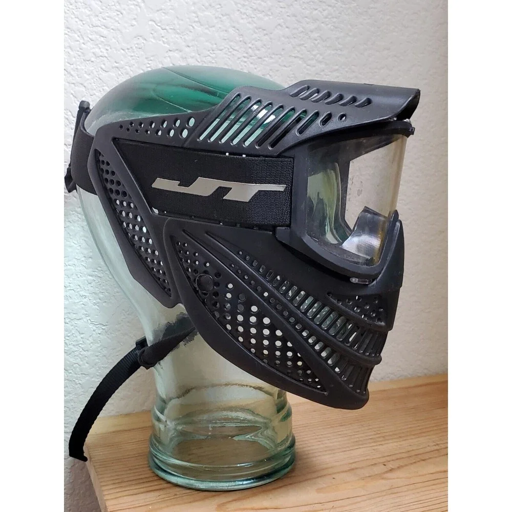 JT Paintball Face Mask Black Tactical Gear w/ Glasses Has Light Scratches‎